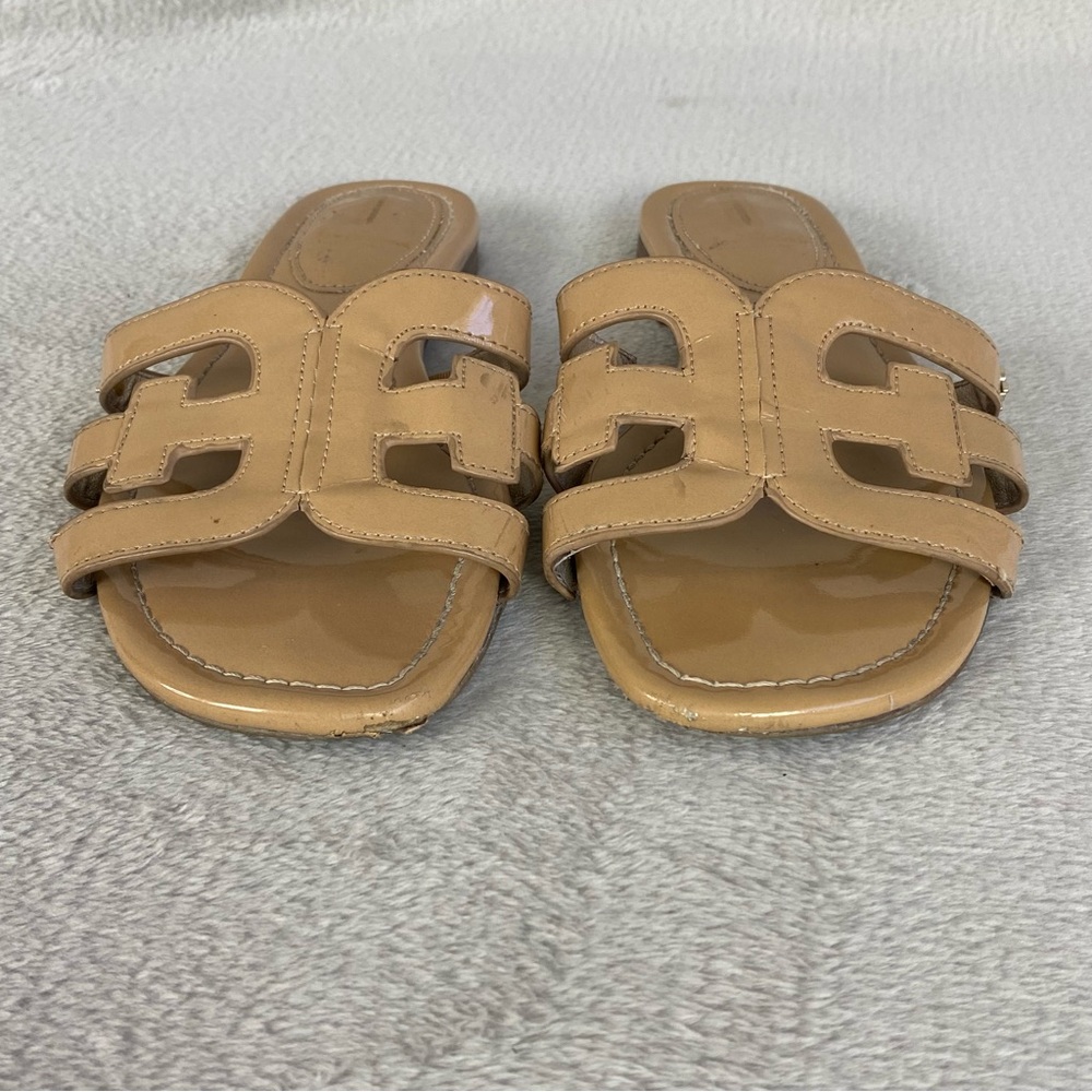 Sam Edelman Bay Womens Slide Sandals Size 8.5 M Tan Patent Leather Flats Slip On - Picture 5 of 12